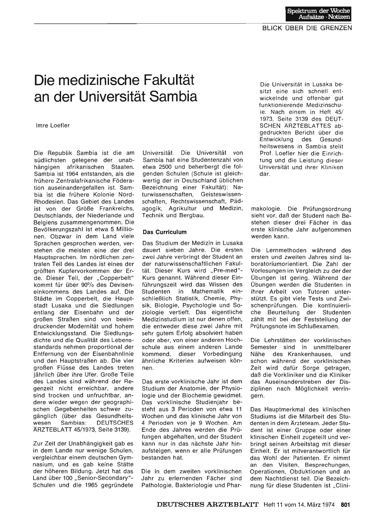 Vorschauseite 1: Die medizinische Fakultät an der Universität Sambia