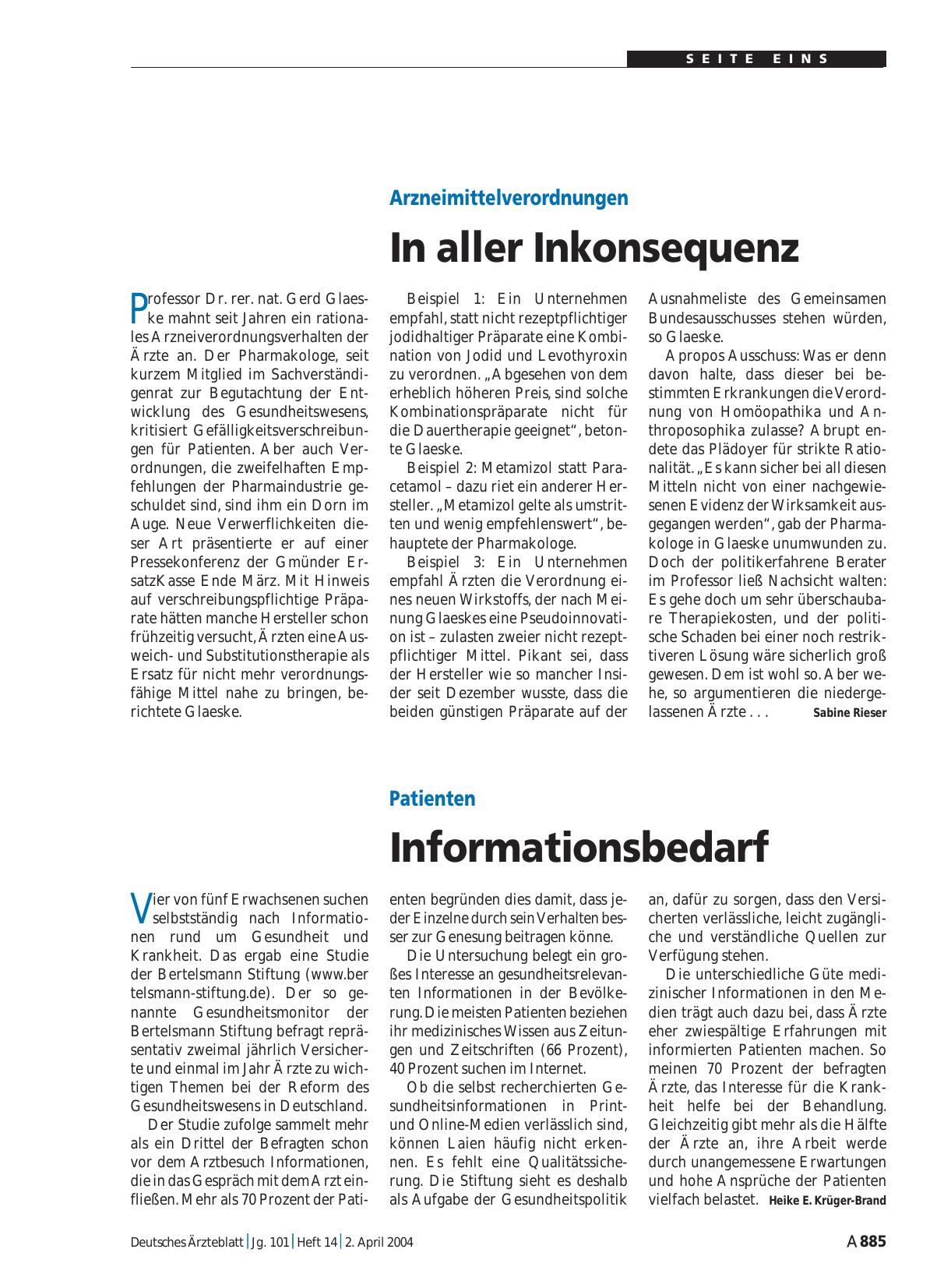 Vorschauseite 1: Patienten: Informationsbedarf