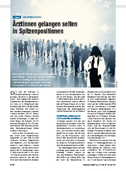 Vorschauseite 1: Ärztinnenstatistik: Ärztinnen gelangen selten in Spitzenpositionen