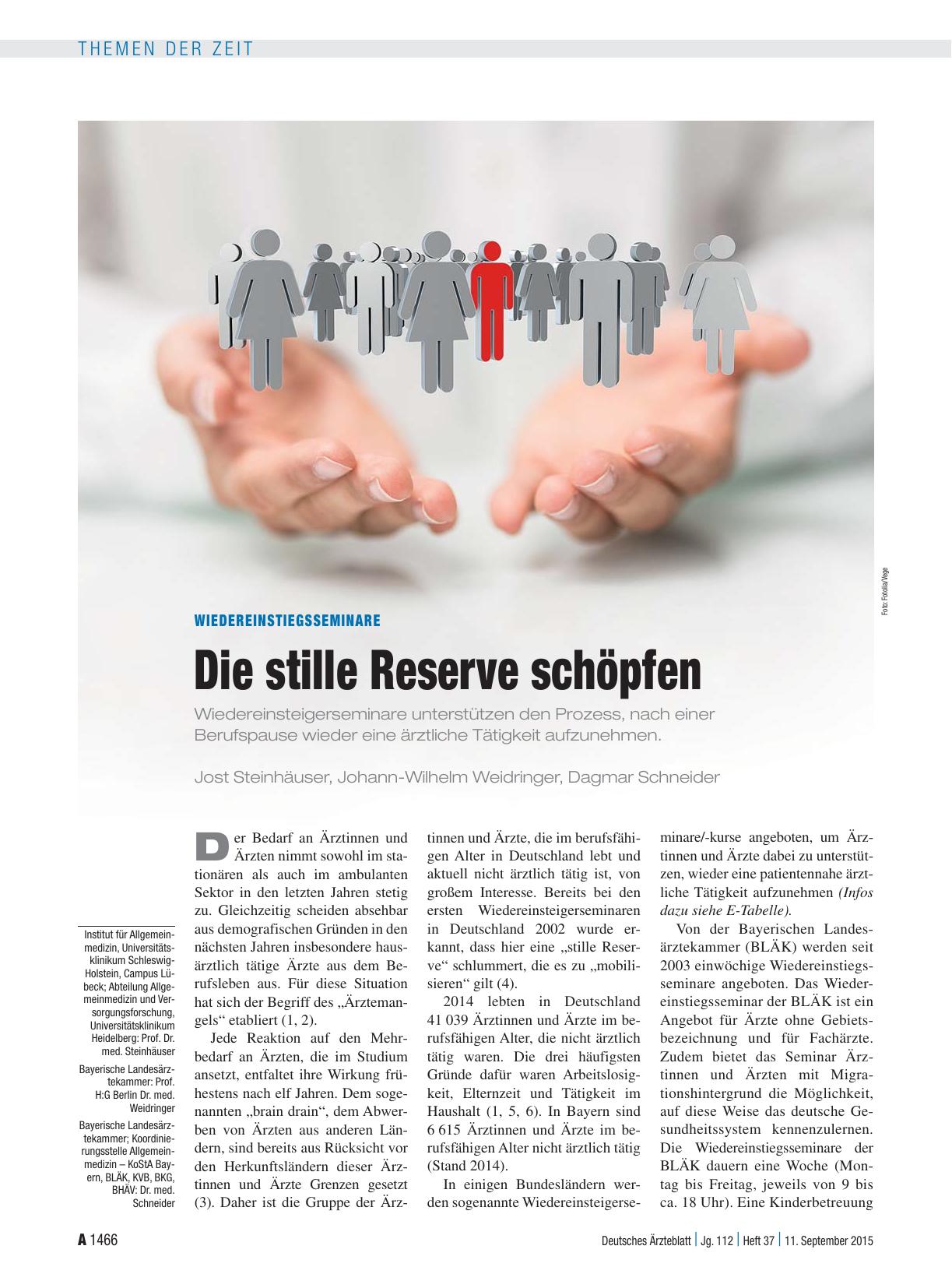 Vorschauseite 1: Wiedereinstiegsseminare: Die stille Reserve schöpfen