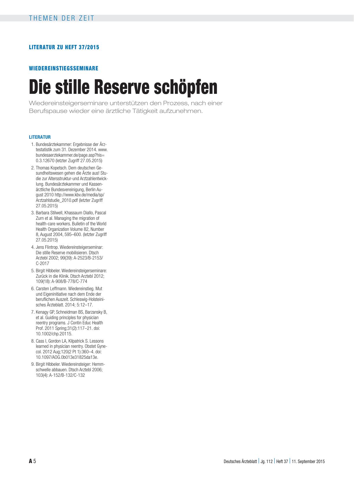 Vorschauseite 4: Wiedereinstiegsseminare: Die stille Reserve schöpfen