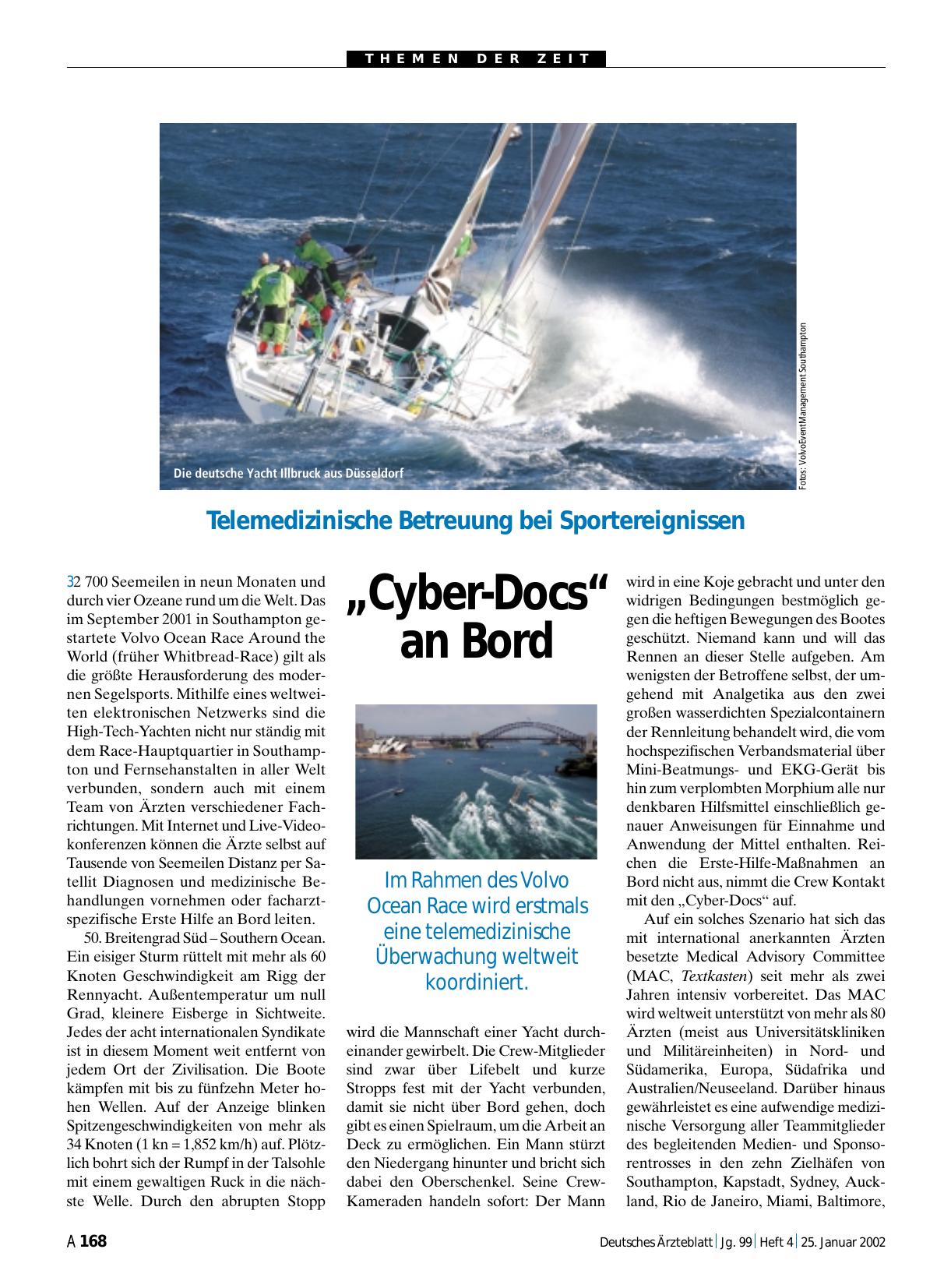 Vorschauseite 1: Telemedizinische Betreuung bei Sportereignissen: „Cyber-Docs“ an Bord