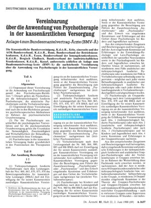 Vorschauseite 1: Vereinbarung über die Anwendung von Psychotherapie in der kassenärztlichen Versorgung