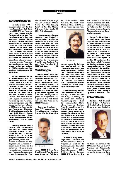 Vorschauseite 1: Verleihungen