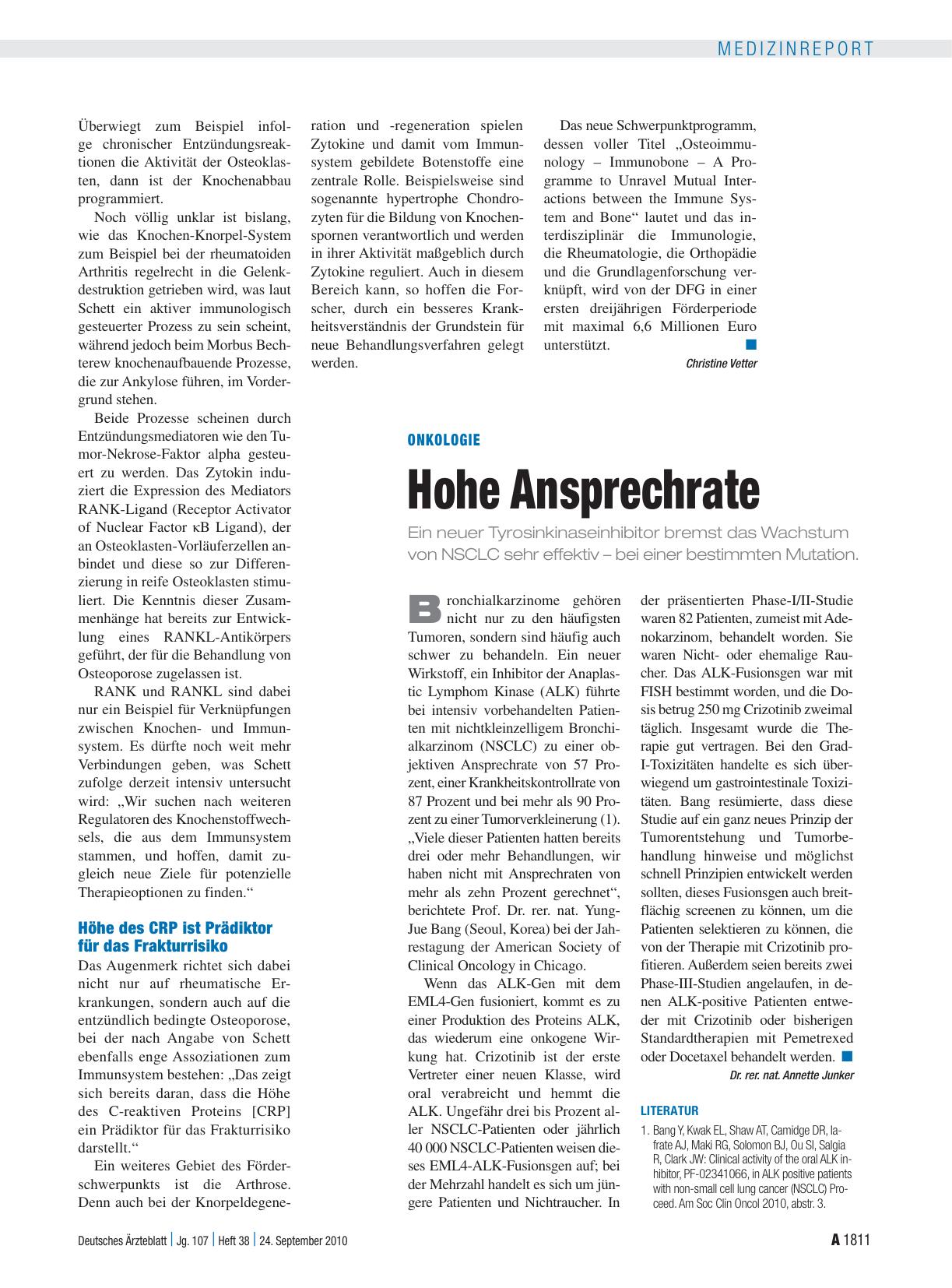 Vorschauseite 1: Onkologie: Hohe Ansprechrate
