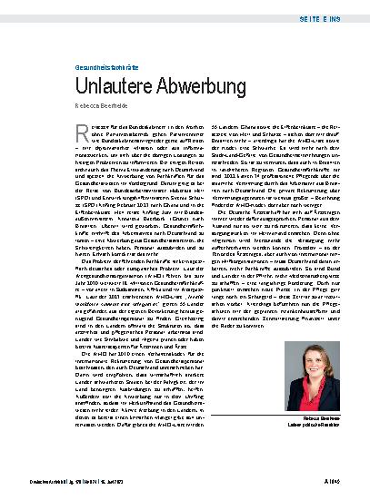 Vorschauseite 1: Gesundheitsfachkräfte: Unlautere Abwerbung