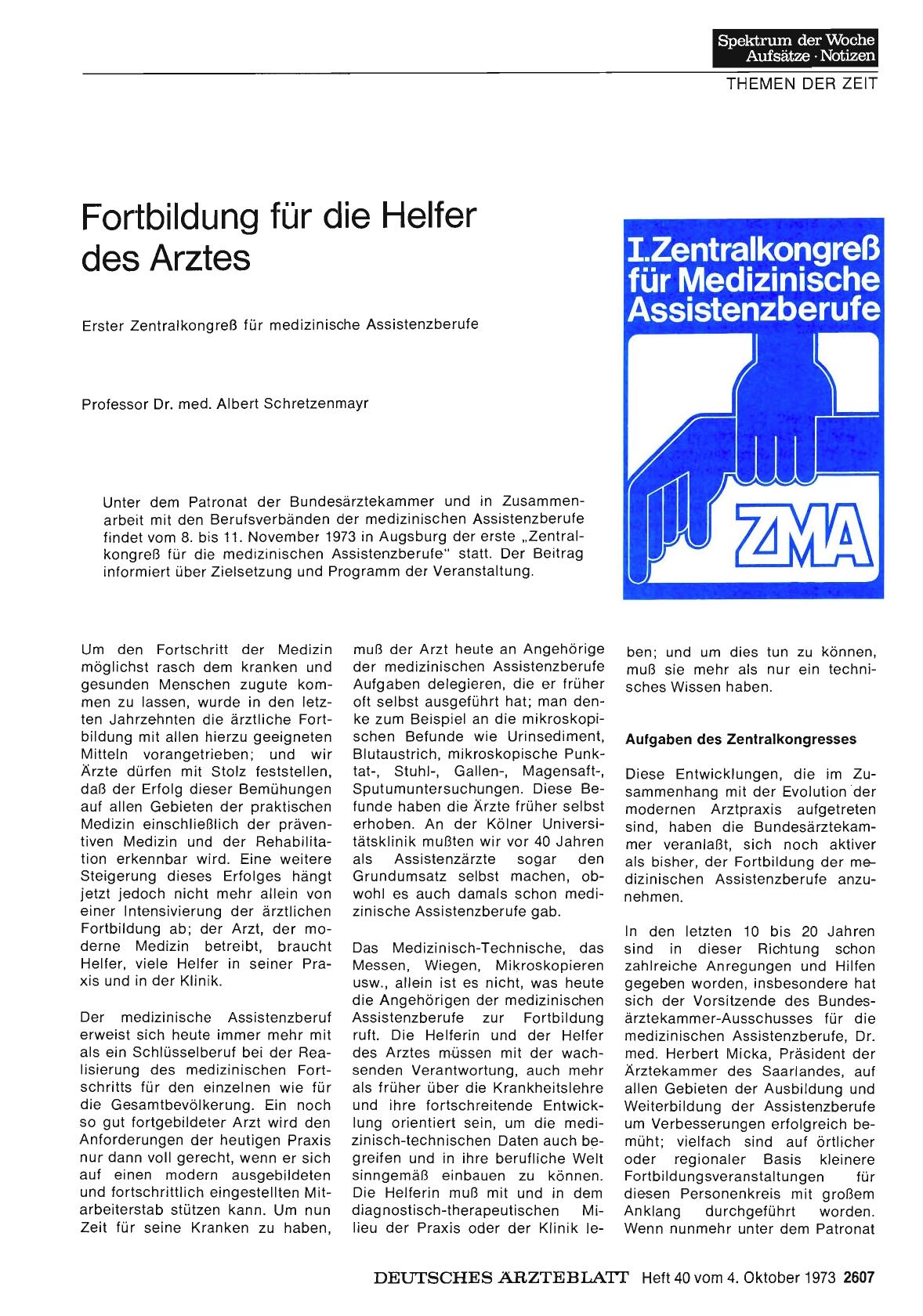 Vorschauseite 1: Fortbildung für die Helfer des Arztes