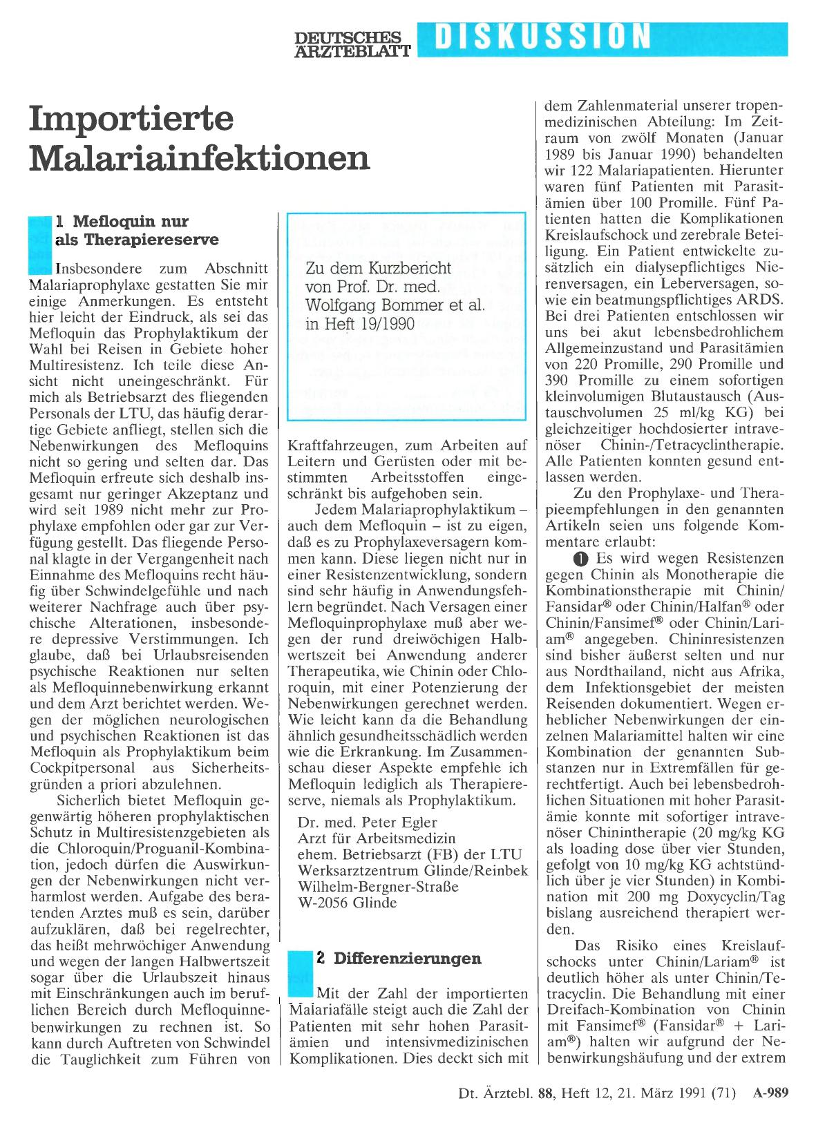 Vorschauseite 1: Importierte Malariainfektionen: 2 Differenzierungen