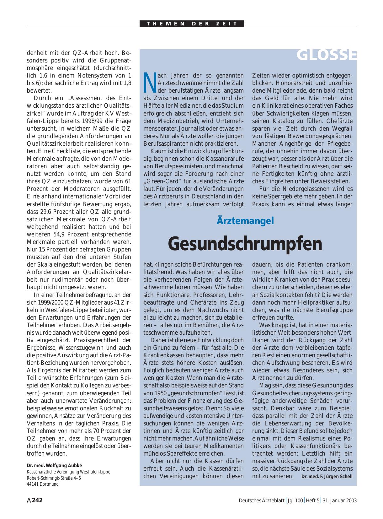 Vorschauseite 1: Ärztemangel: Gesundschrumpfen