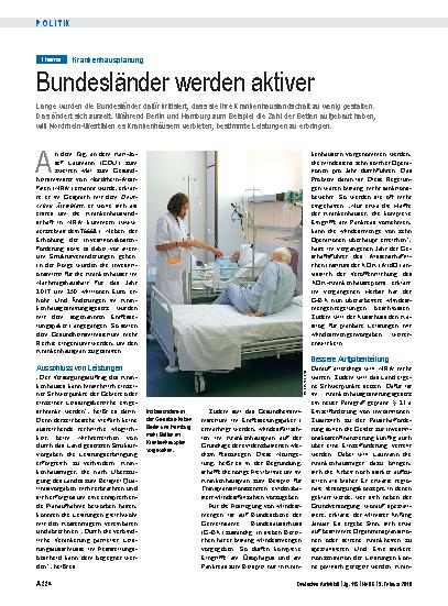 Vorschauseite 1: Krankenhausplanung: Bundesländer werden aktiver