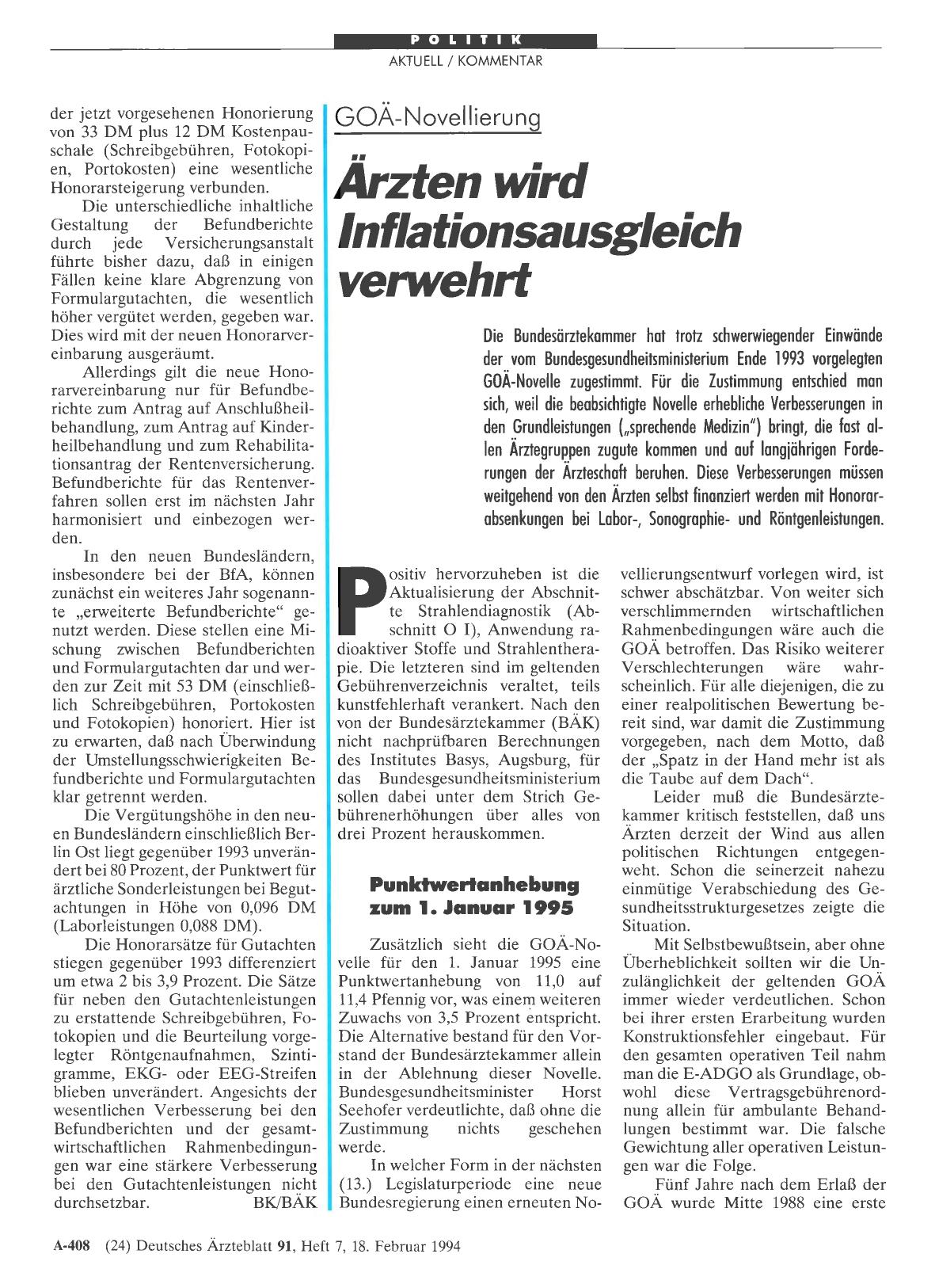 Vorschauseite 1: GOÄ-Novellierung: Ärzten wird Inflationsausgleich verwehrt
