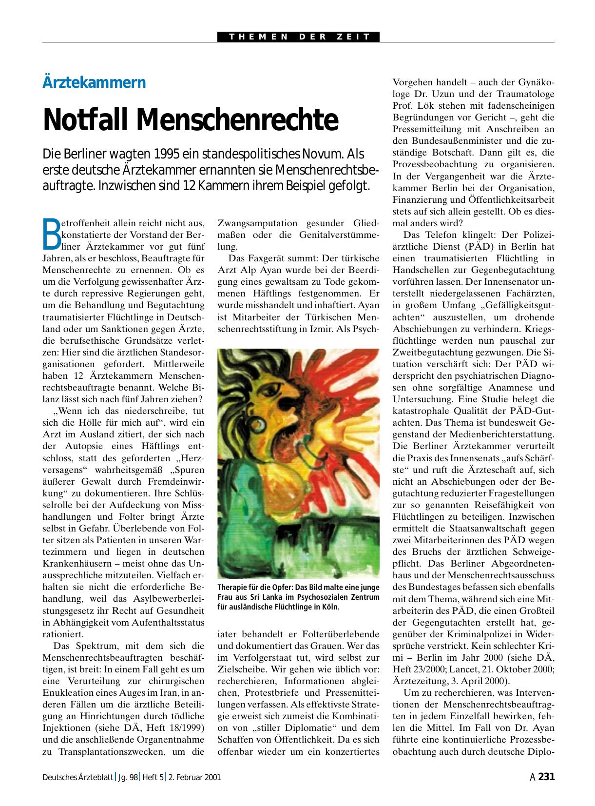Vorschauseite 1: Ärztekammern: Notfall Menschenrechte