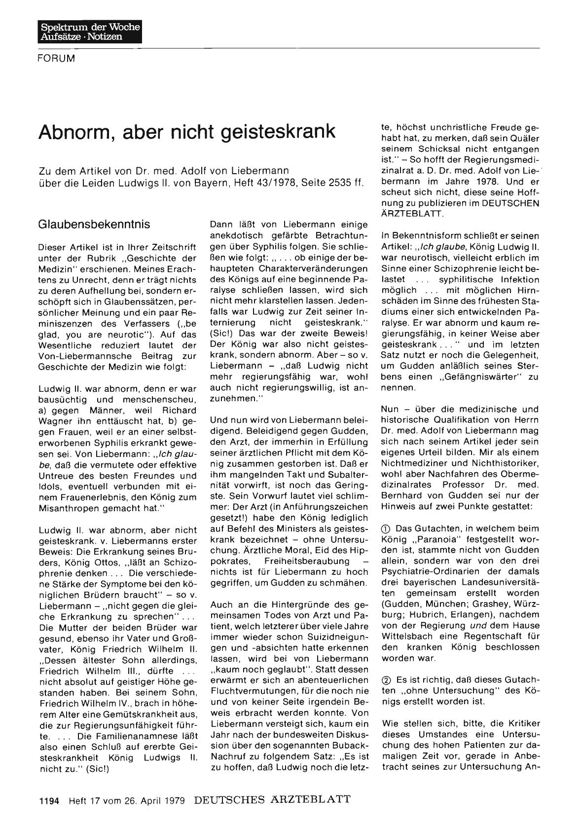 Vorschauseite 1: Abnorm, aber nicht geisteskrank