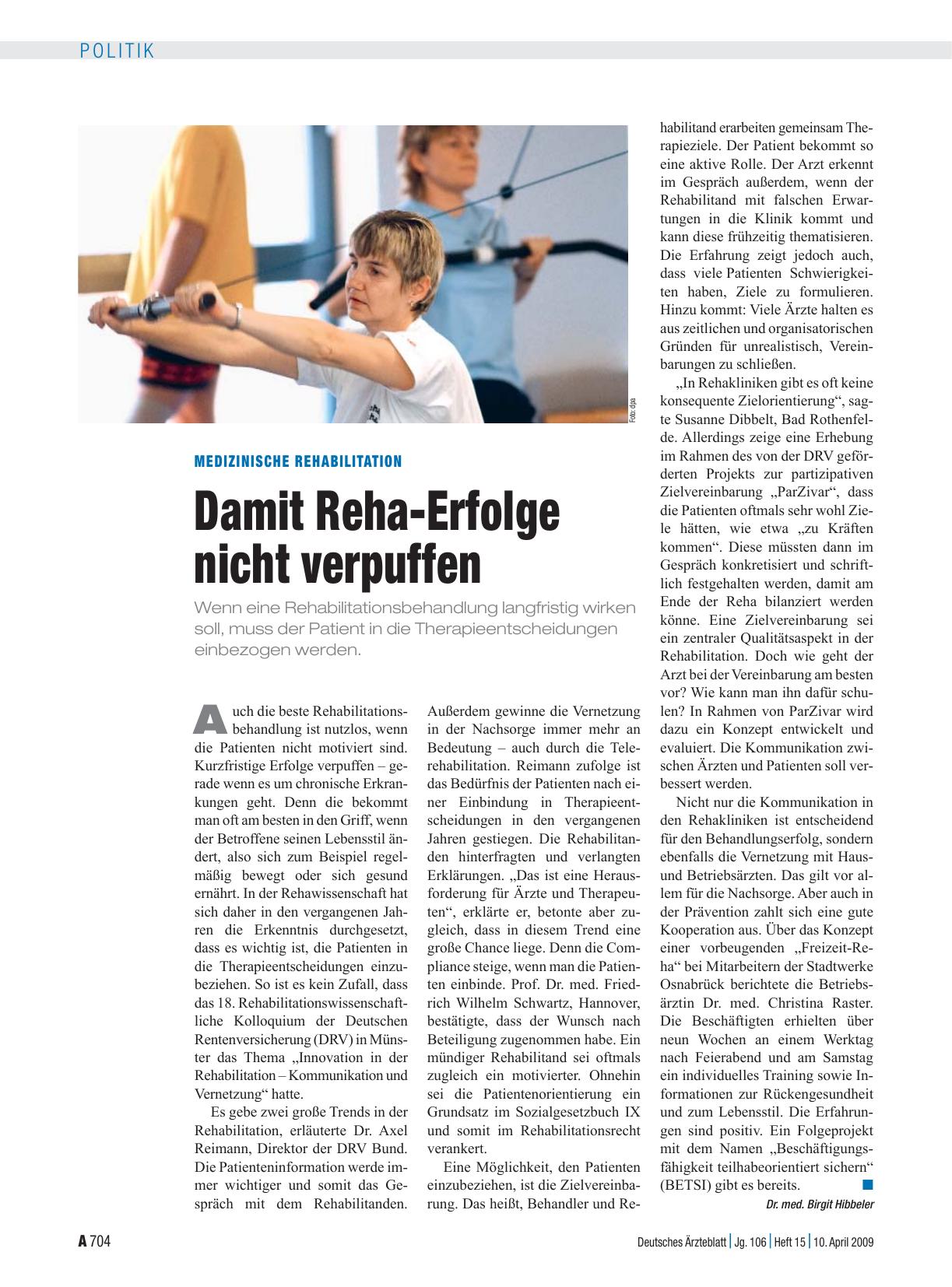 Vorschauseite 1: Medizinische Rehabilitation: Damit Reha-Erfolge nicht verpuffen
