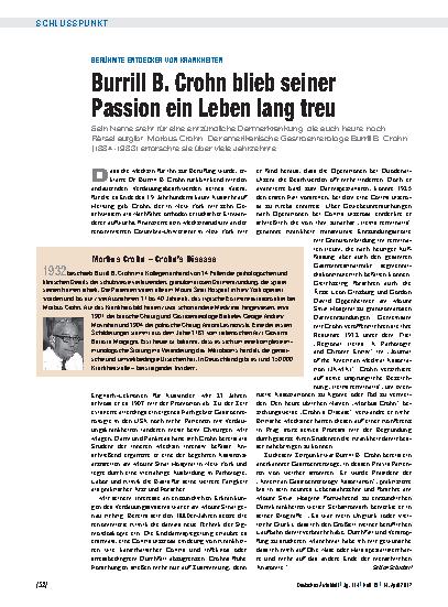 Vorschauseite 1: Berühmte Entdecker von Krankheiten: Burrill B. Crohn blieb seiner Passion ein Leben lang treu