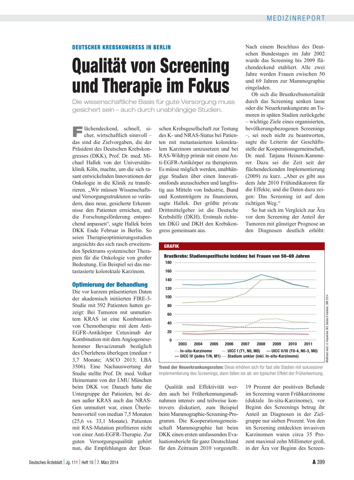 Vorschauseite 1: Deutscher Krebskongress in Berlin: Qualität von Screening und Therapie im Fokus