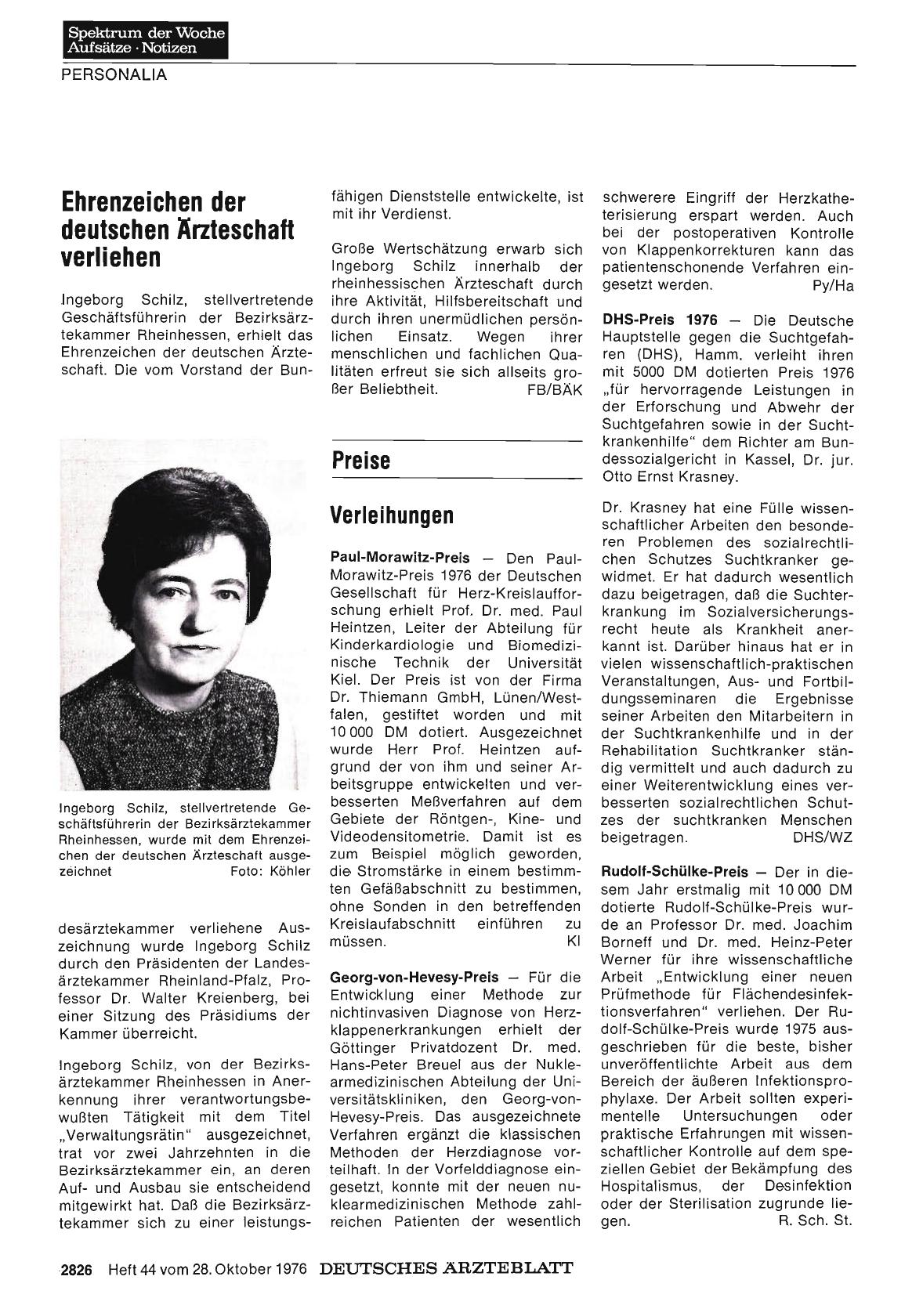 Vorschauseite 1: Ehrenzeichen der deutschen Ärzteschaft verliehen