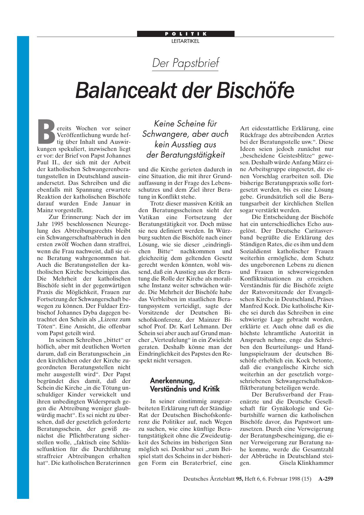 Vorschauseite 1: Der Papstbrief: Balanceakt der Bischöfe