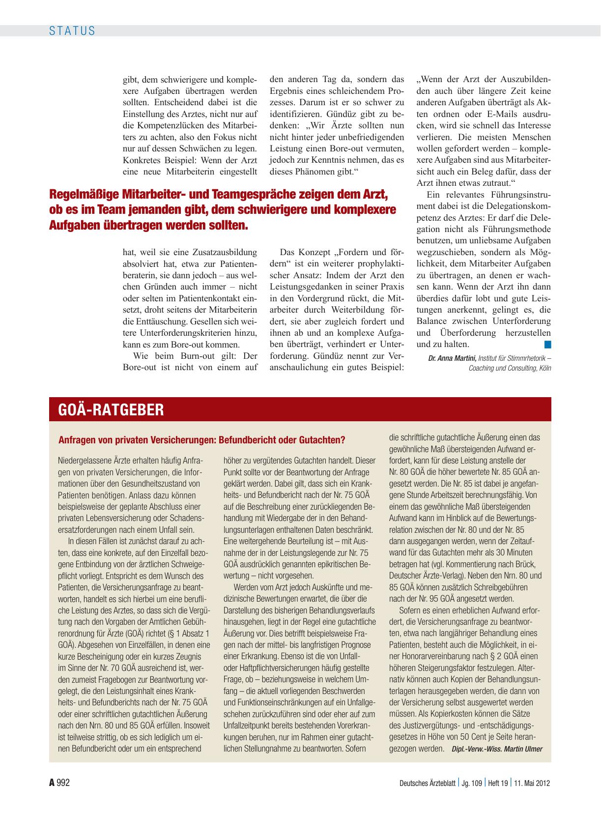 Vorschauseite 1: Anfragen von privaten Versicherungen: Befundbericht oder Gutachten?