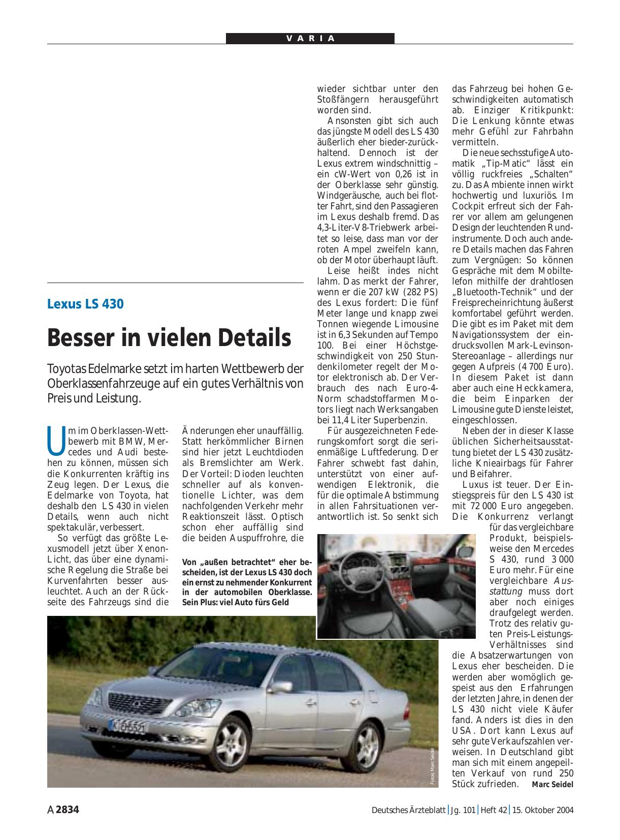 Vorschauseite 1: Lexus LS 430: Besser in vielen Details