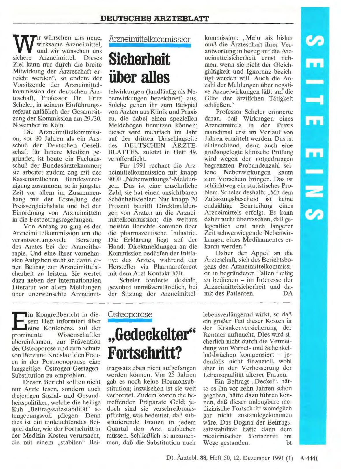 Vorschauseite 1: Arzneimittelkommission: Sicherheit über alles