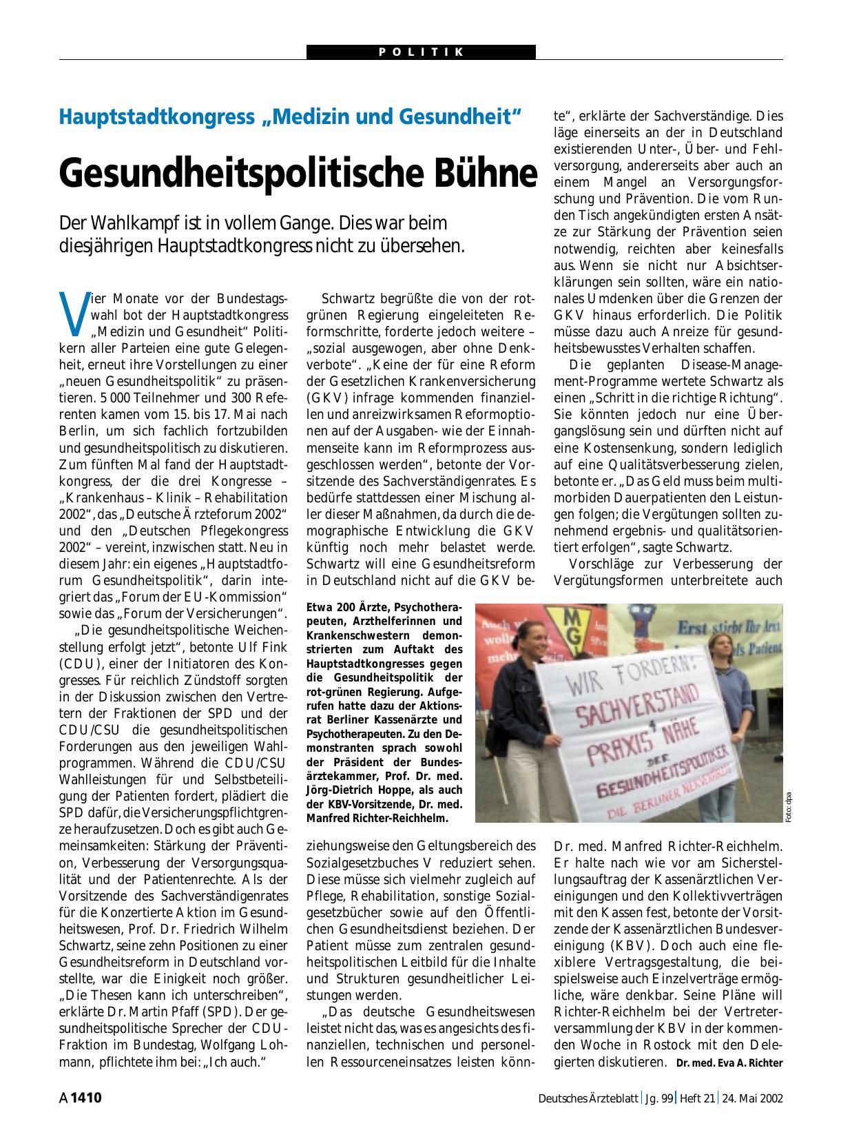 Vorschauseite 1: Hauptstadtkongress „Medizin und Gesundheit“: Gesundheitspolitische Bühne