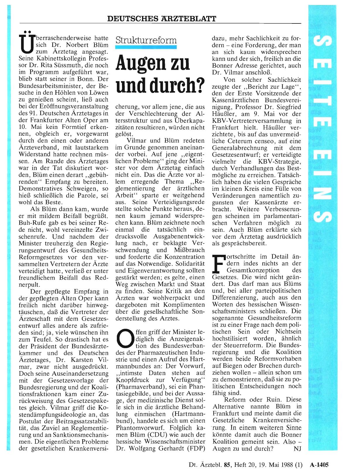 Vorschauseite 1: Strukturreform: Augen zu und durch?