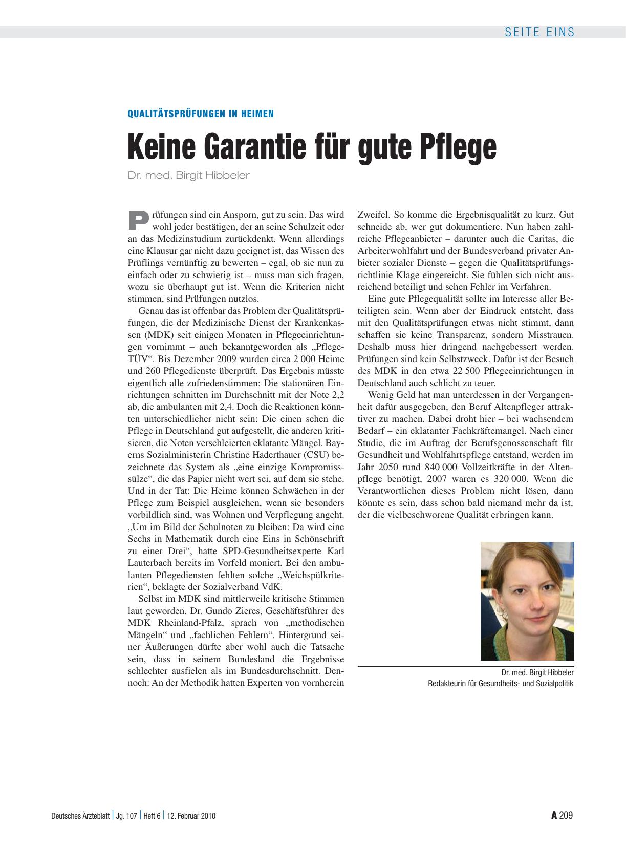 Vorschauseite 1: Qualitätsprüfungen in Heimen: Keine Garantie für gute Pflege