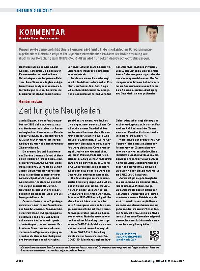 Vorschauseite 1: Gendermedizin: Zeit für gute Neuigkeiten