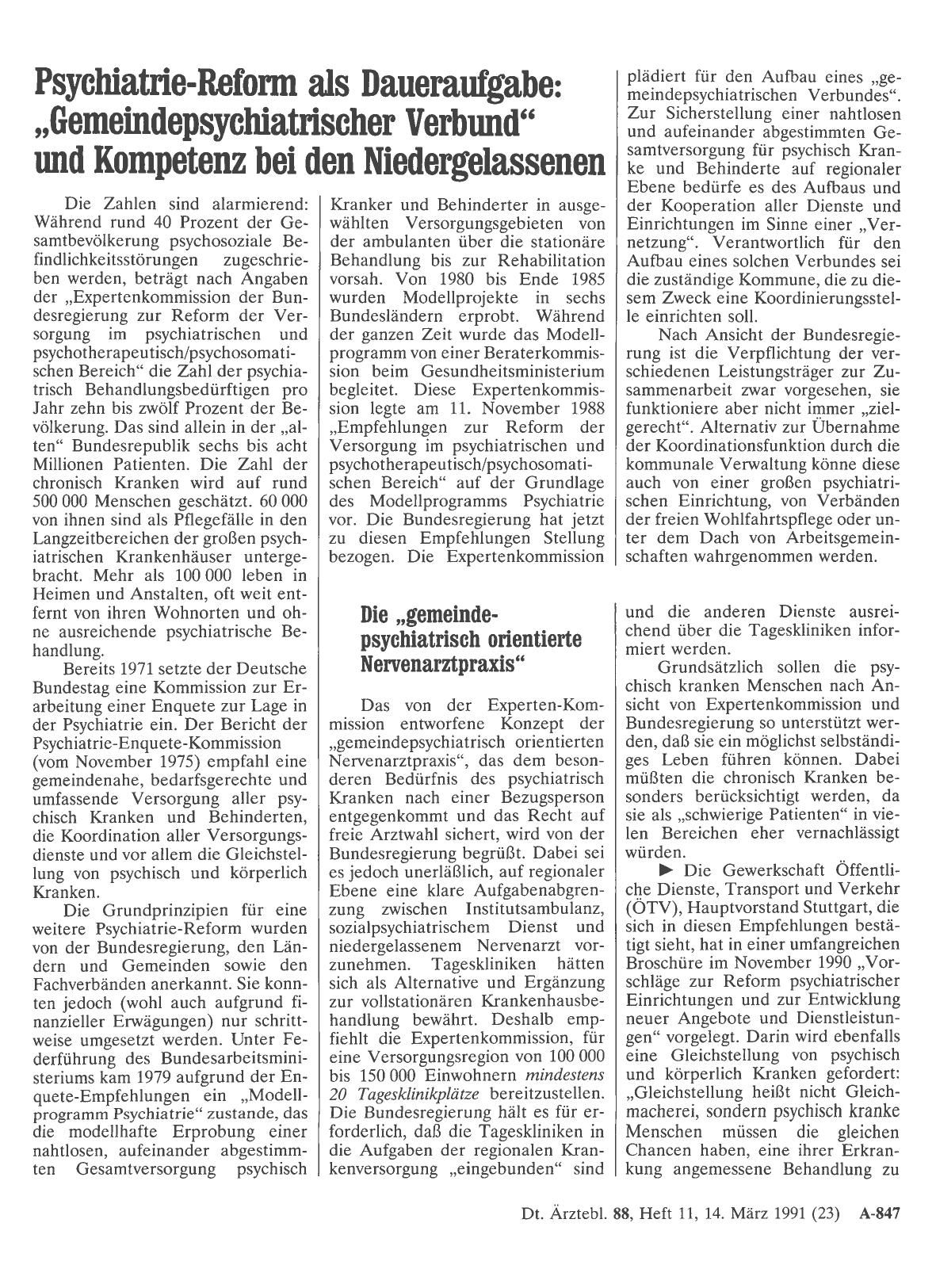 Vorschauseite 1: Psychiatrie-Reform als Daueraufgabe: „Gemeindepsychiatrischer Verbund“ und Kompetenz bei den Niedergelassenen