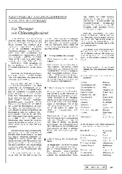 Vorschauseite 1: BEKANNTGABE DER ARZNEIMITTELKOMMISSION DER DEUTSCHEN ÄRZTESCHAFT: Zur Therapie mit Chloramphenicol