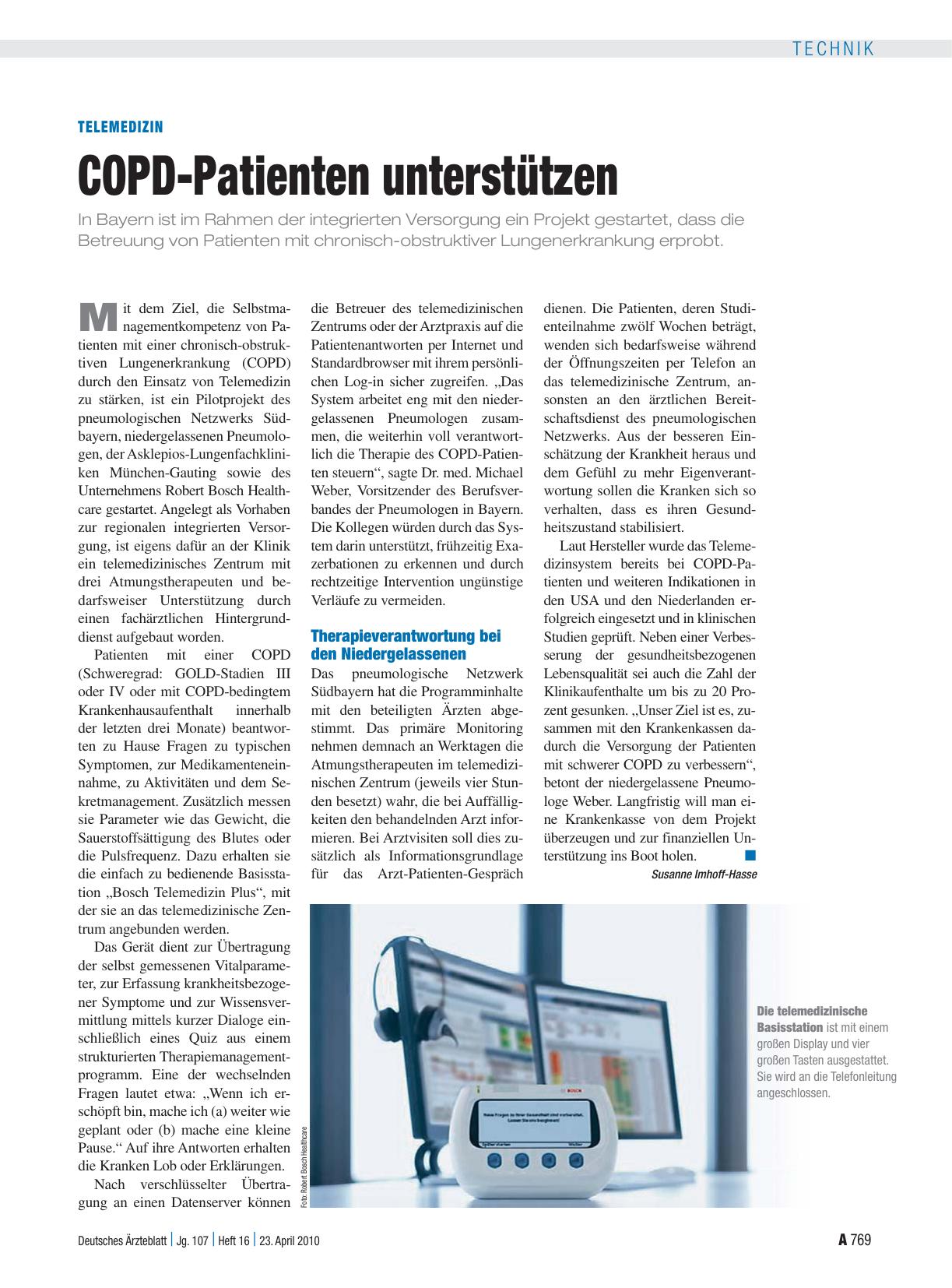 Vorschauseite 1: Telemedizin: COPD-Patienten unterstützen
