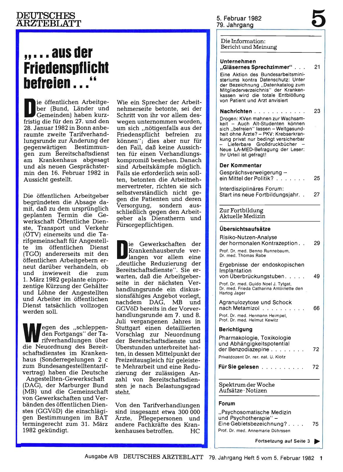 Vorschauseite 1: „. .. aus der Friedenspflicht befreien. .. “