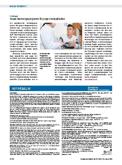 Vorschauseite 1: Onkologie: Neues Nachsorgeprogramm für junge Krebspatienten