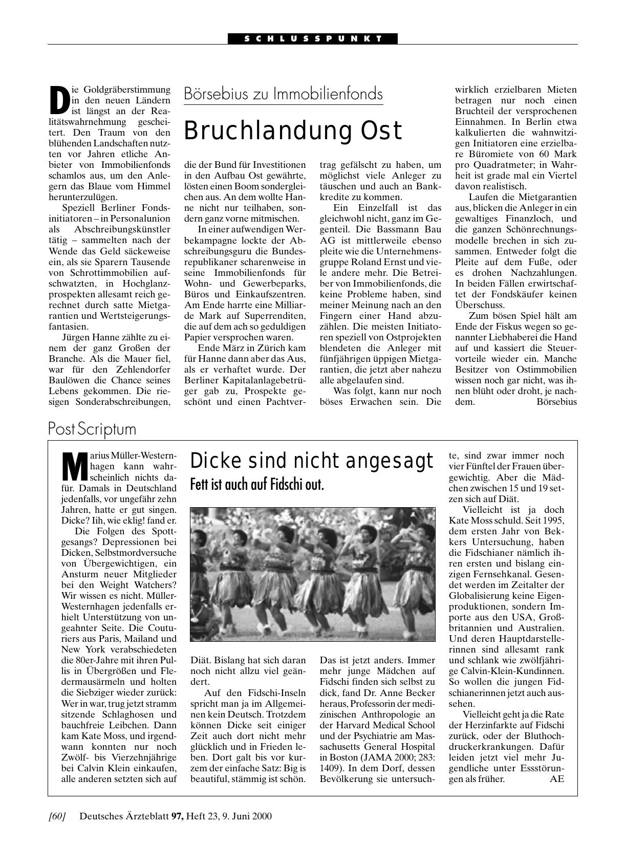 Vorschauseite 1: Börsebius zu Immobilienfonds: Bruchlandung Ost