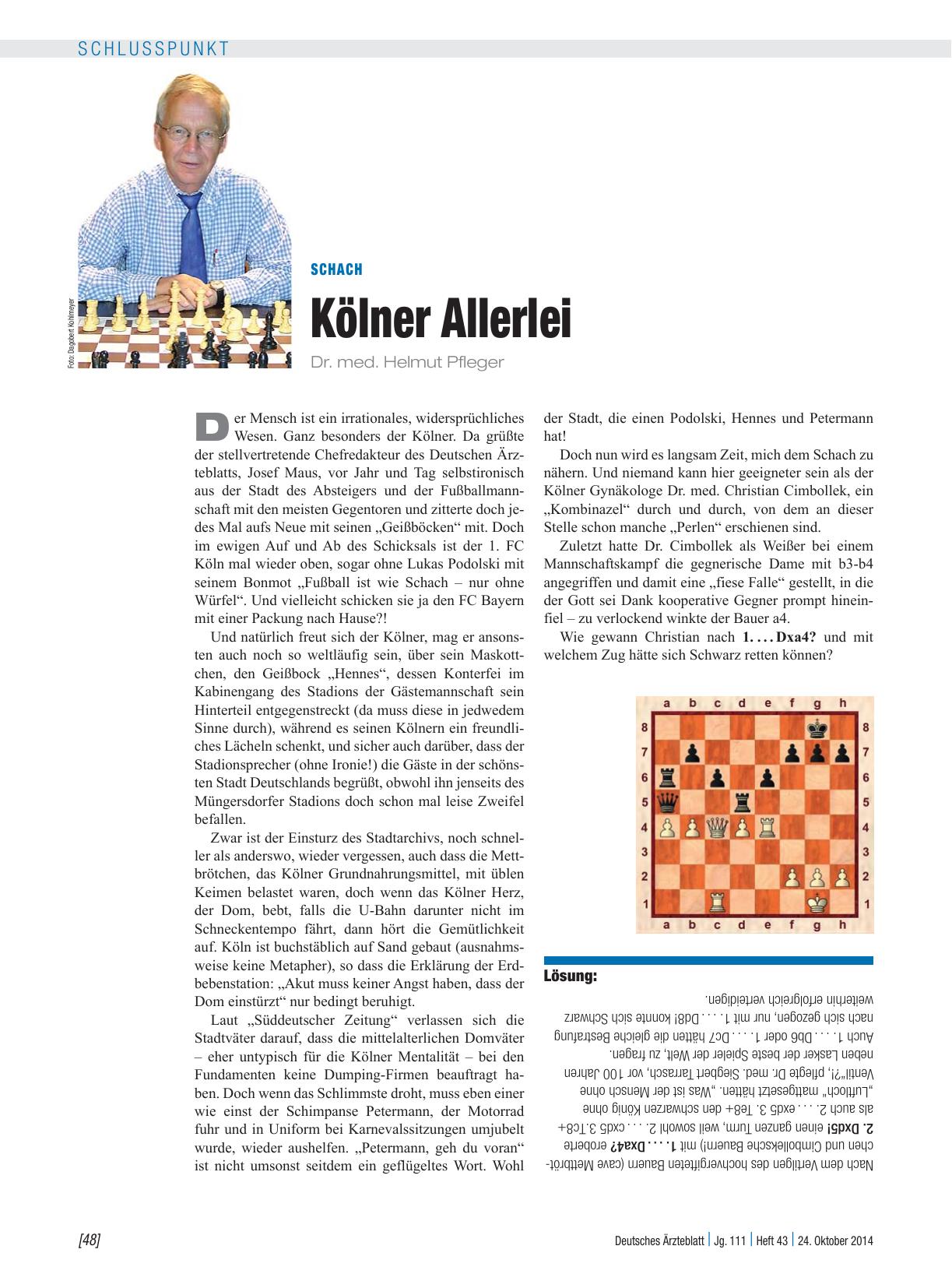 Vorschauseite 1: Schach: Kölner Allerlei