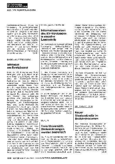 Vorschauseite 1: Baden-Württemberg: Interesse am Betriebsarzt