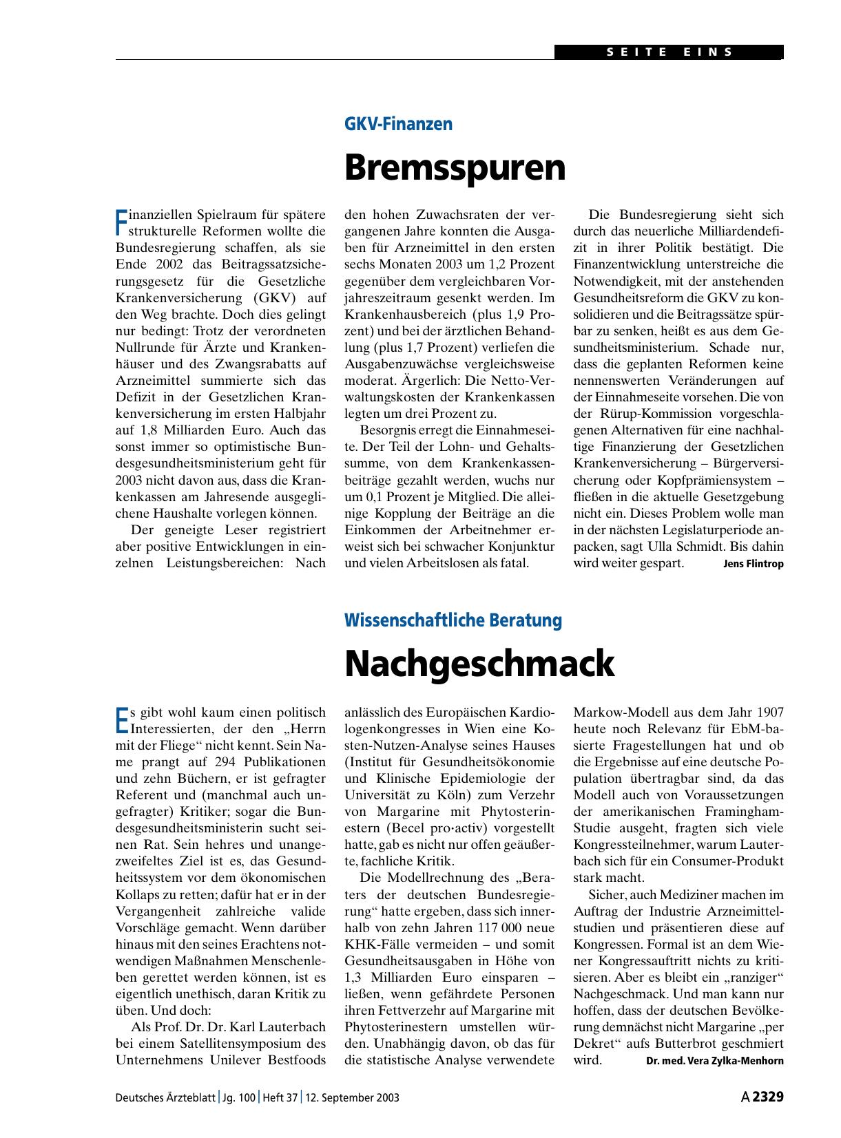 Vorschauseite 1: GKV-Finanzen: Bremsspuren