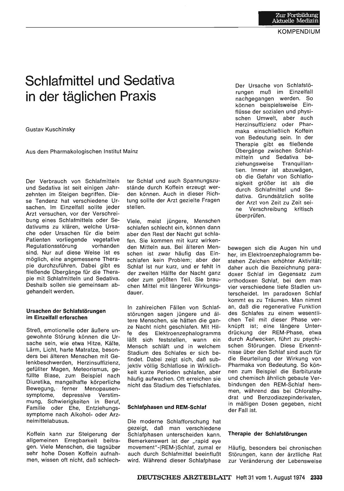 Vorschauseite 1: Schlafmittel und Sedativa in der täglichen Praxis