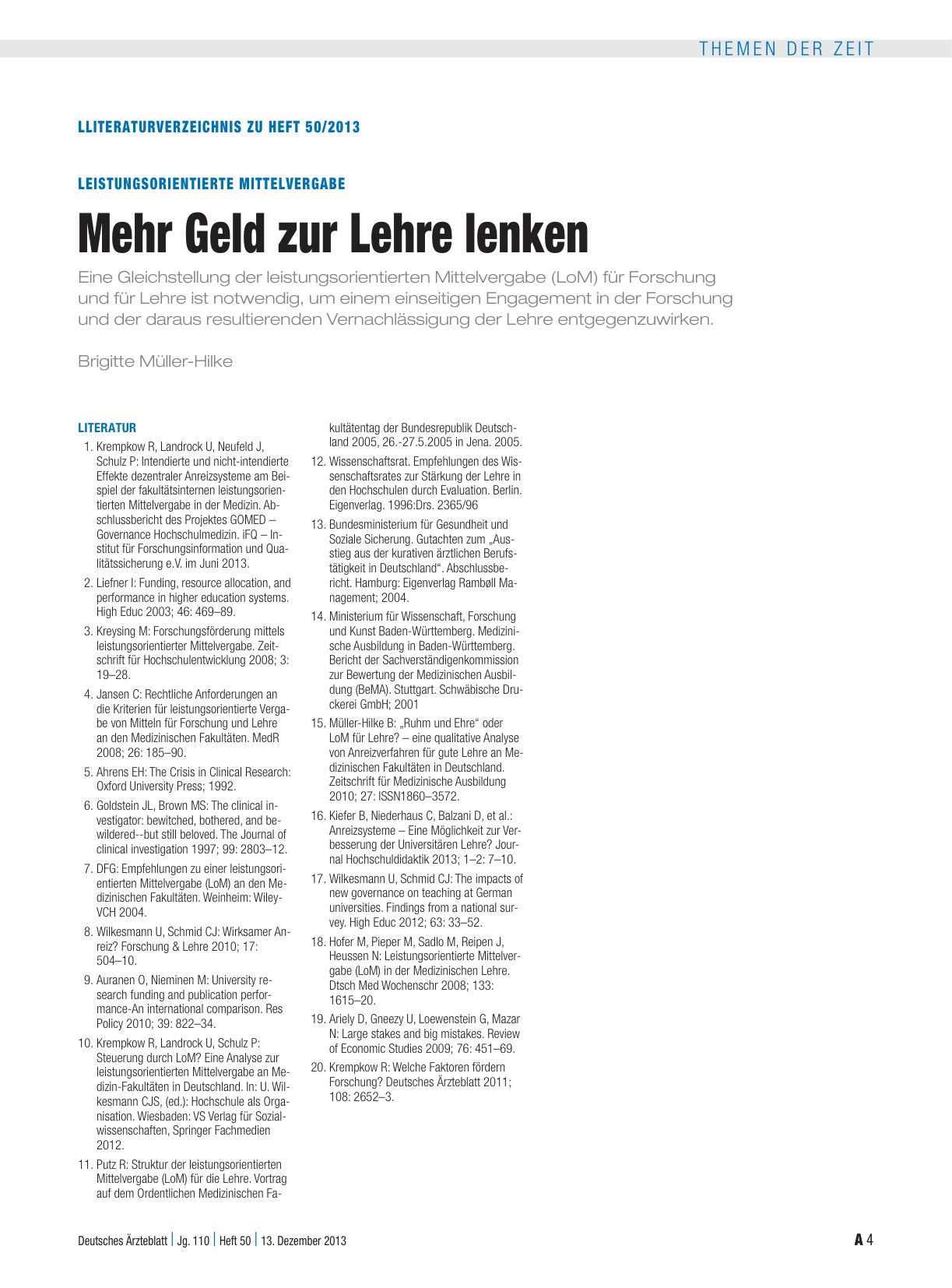 Vorschauseite 4: Leistungsorientierte Mittelvergabe: Mehr Geld zur Lehre lenken