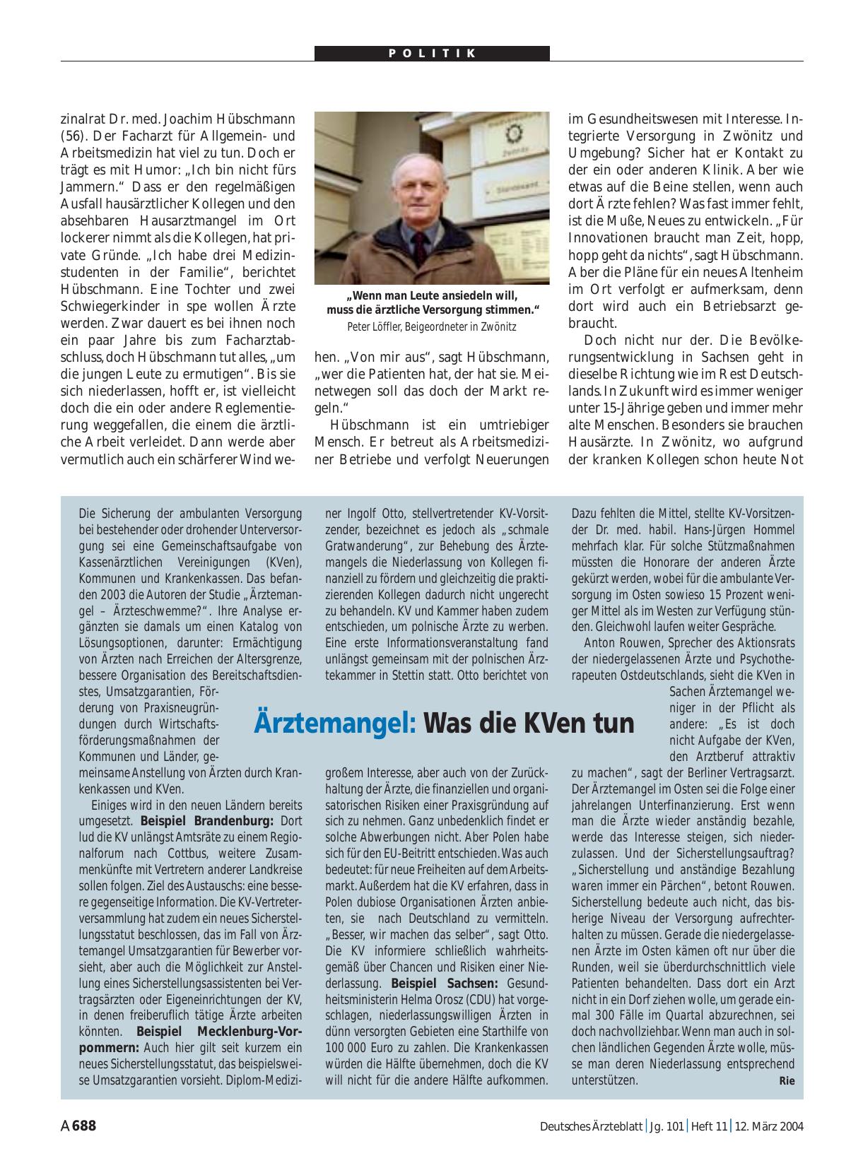 Vorschauseite 1: Ärztemangel: Was die KVen tun