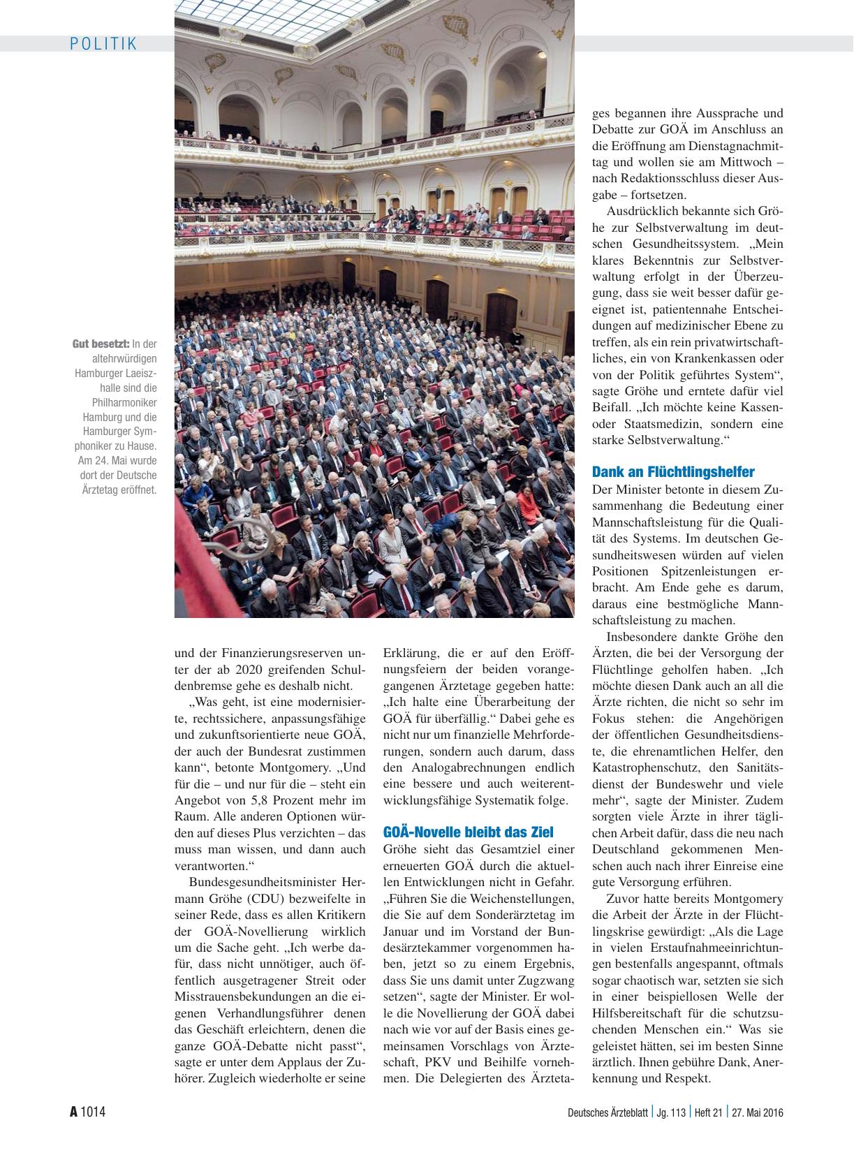 Vorschauseite 2: 119. Deutscher Ärztetag: Lob der Mannschaftsleistung