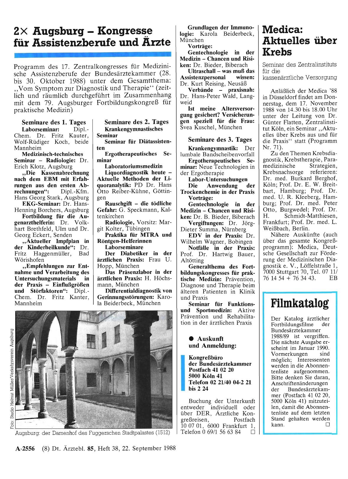 Vorschauseite 1: 2X Augsburg - Kongresse für Assistenzberufe und Ärzte