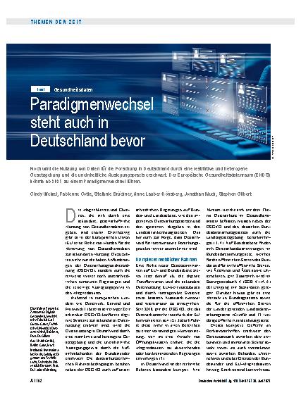 Vorschauseite 1: Gesundheitsdaten: Paradigmenwechsel steht auch in Deutschland bevor