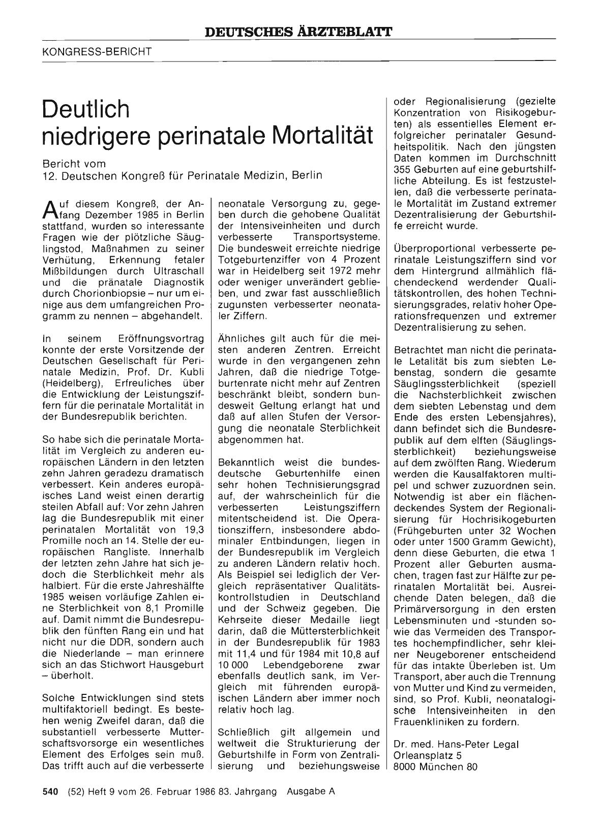 Vorschauseite 1: Deutlich niedrigere perinatale Mortalität
