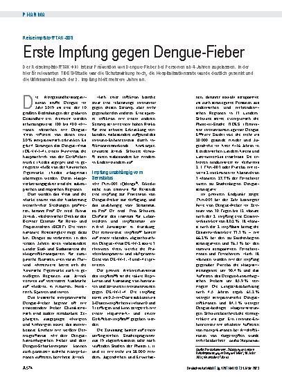 Vorschauseite 1: Reiseimpfstoff TAK-003: Erste Impfung gegen Dengue-Fieber