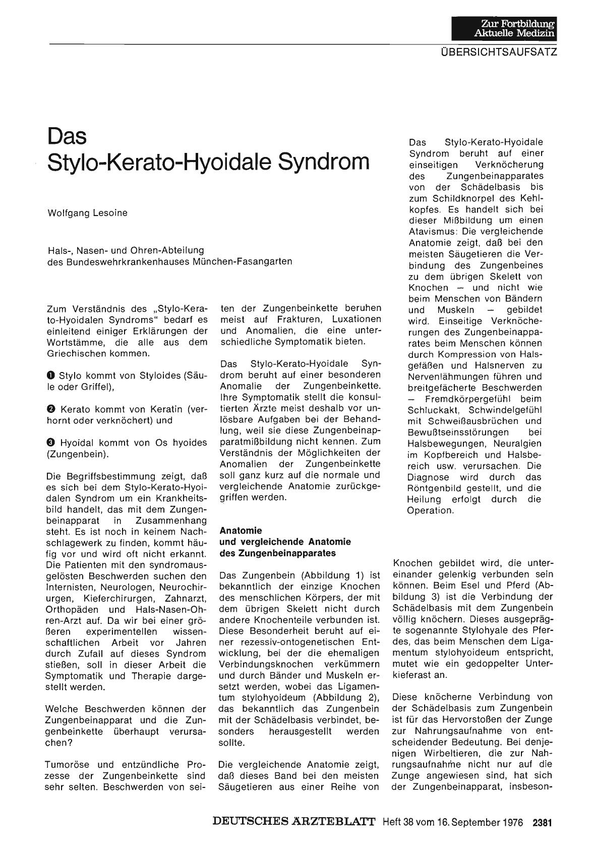 Vorschauseite 1: Das Stylo-Kerato-Hyoidale Syndrom