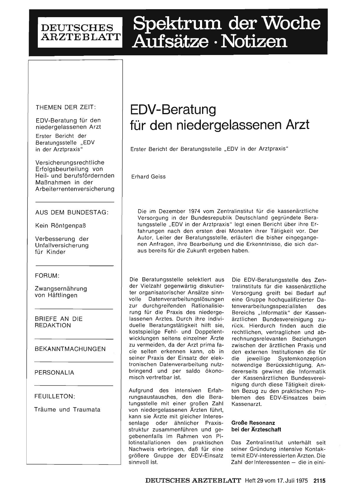 Vorschauseite 1: EDV-Beratung für den niedergelassenen Arzt