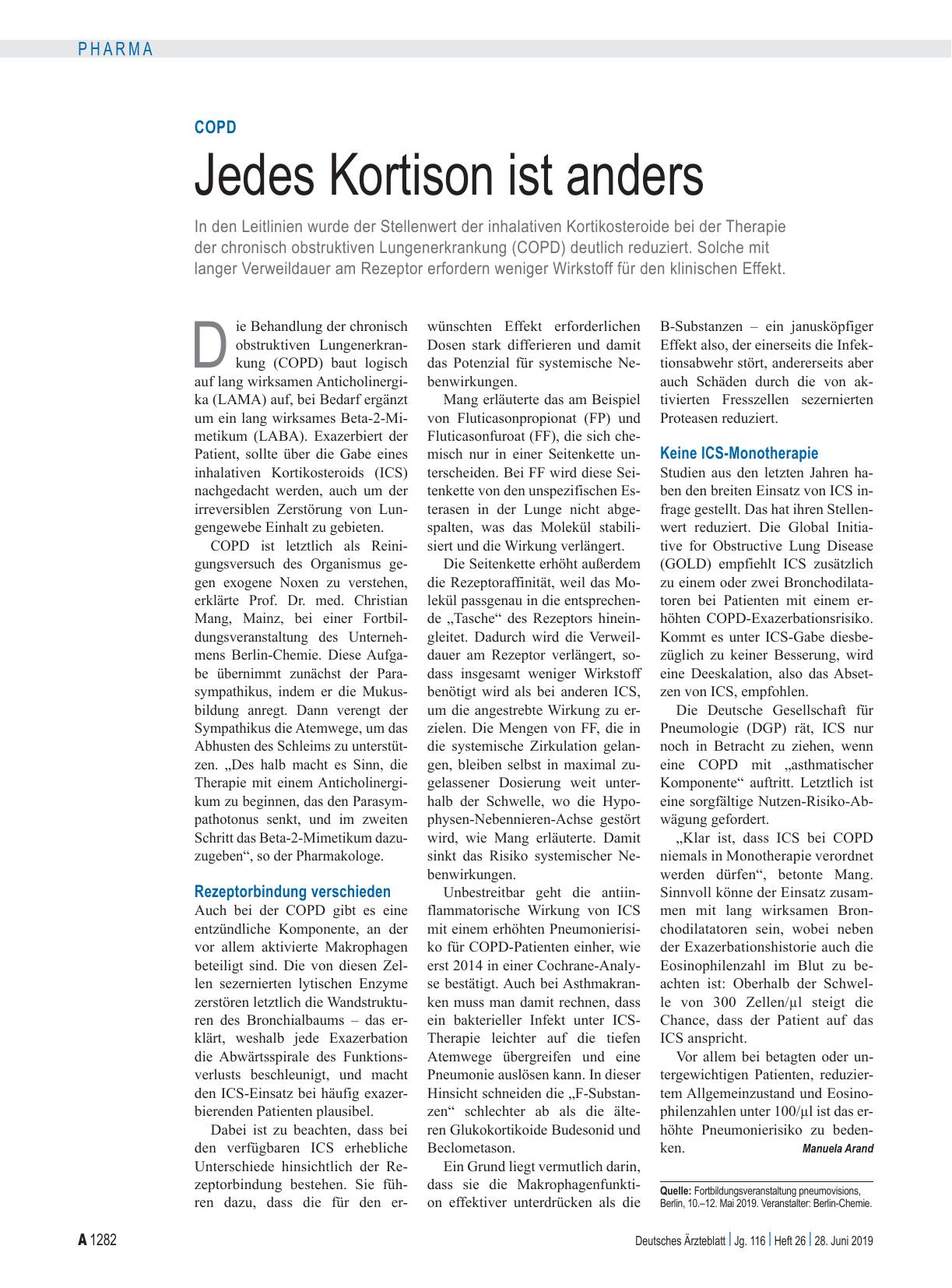 Vorschauseite 1: COPD: Jedes Kortison ist anders