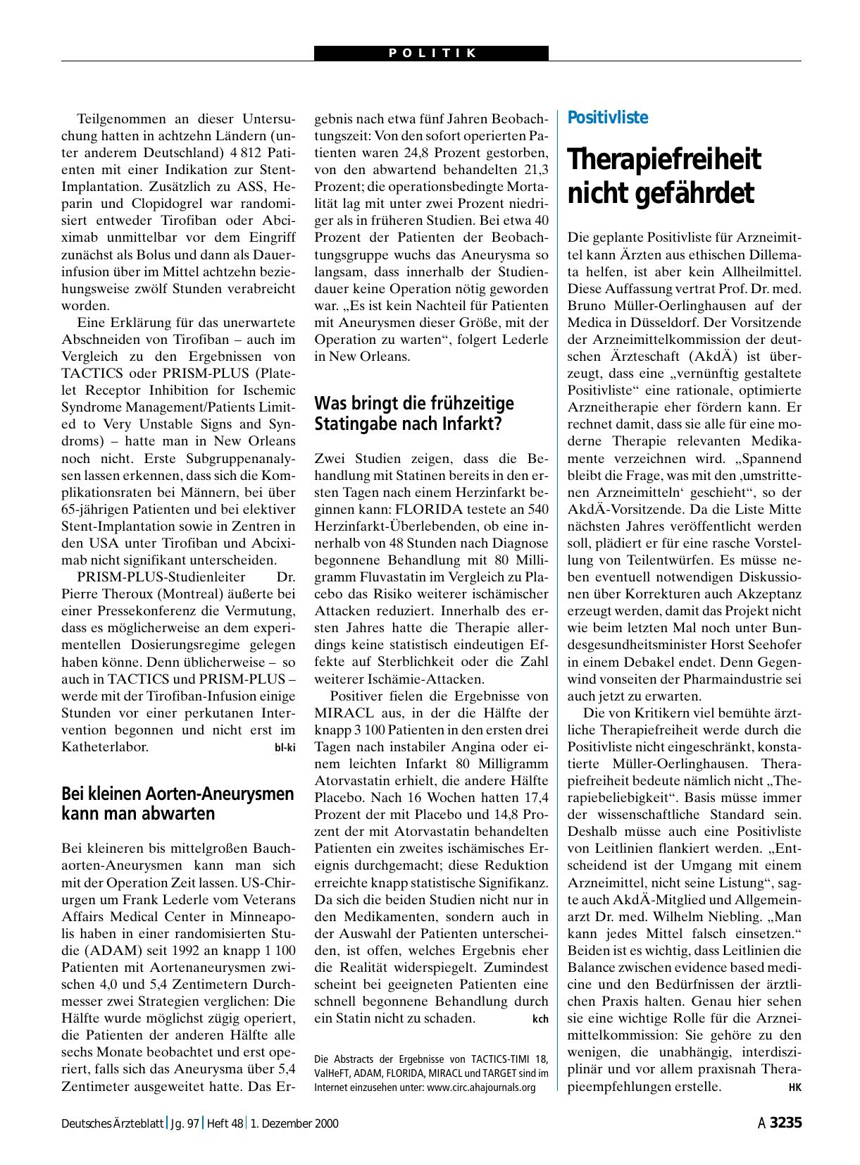 Vorschauseite 1: Positivliste: Therapiefreiheit nicht gefährdet